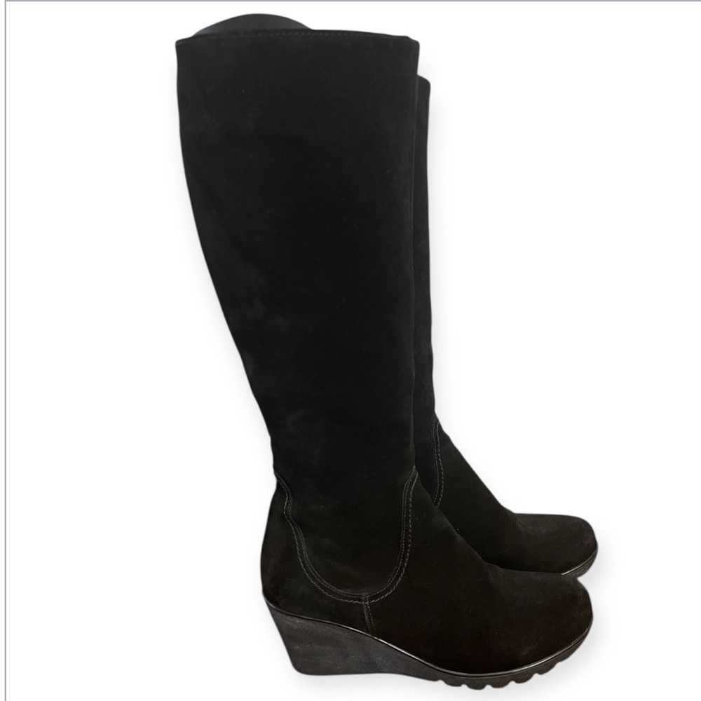 La Canadienne Grace Black waterproof Suede Wedge Boots Size 9.5